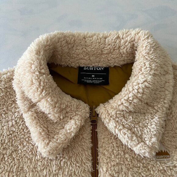 Burton Cream Sherpa Fleece Reversible Full Zip Jacket - Picture 5 of 8